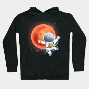 Flying floating astronaut Ufo alien funny cute spaceship moon mars cosmic space Hoodie